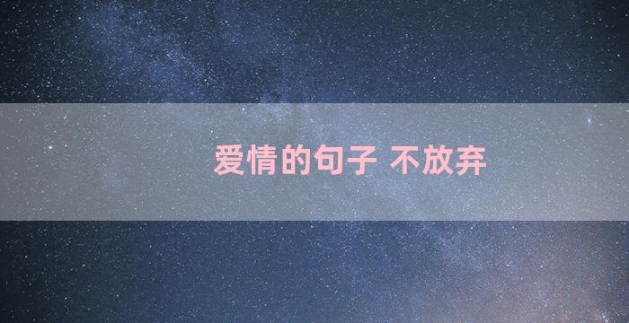 爱情的句子 不放弃